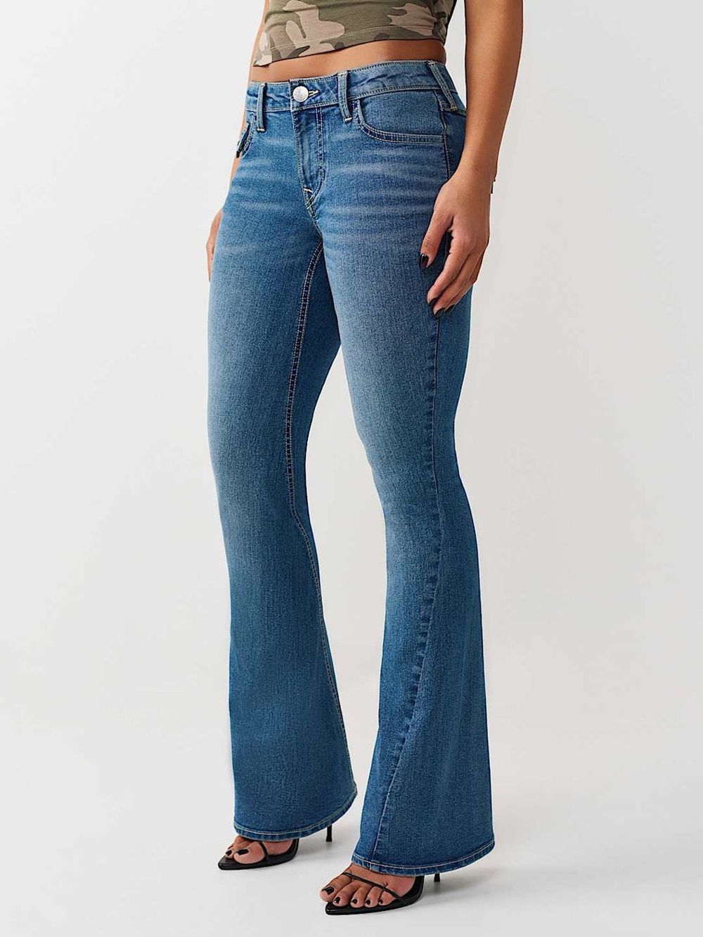 Joey Mid Rise Flap Flare Jean